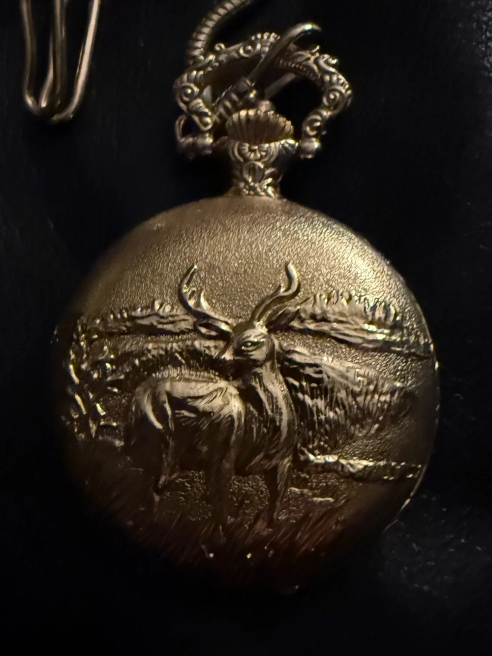 Cariole Vintage 45mm Gold-Tone “Buck” Pocket Watch Antimagnetic (not working) - Picture 2 of 5